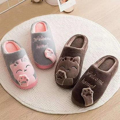 Winter Warm Plush Indoor Slippers Women Fashion Home Slipper Shoes Silent Slides For Bedroom Flat Floor Shoes Couple Slippers