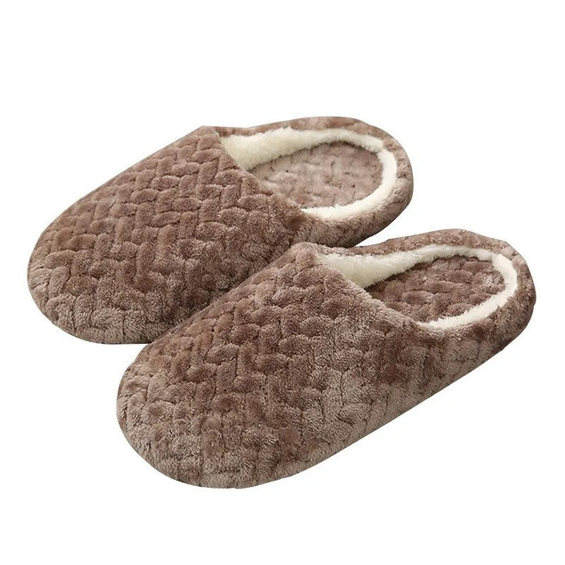 Winter Men'S Shoes Household Cotton Slippers Men Indoor Warm Plush Footwear Non-Slip Platform Slippers Couple Women Home Shoes