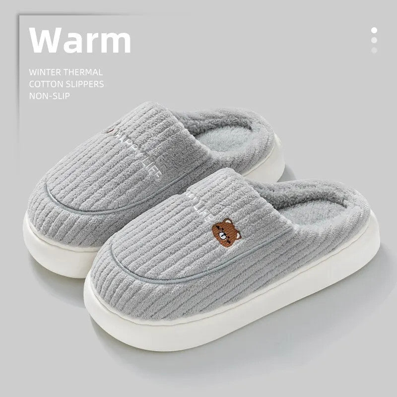New Cotton Slippers For Women's Winter Indoor Home Fur Slippers With Thick Sole And Anti Slip Winter Style For Home Use(MTX2314)