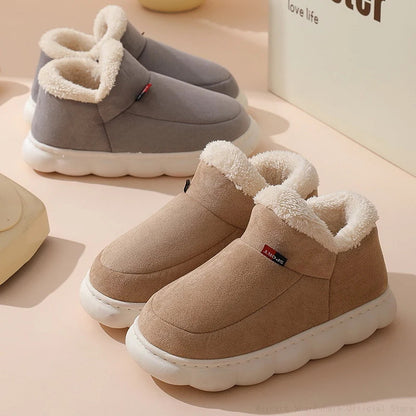 2024 Women Winter Boots Slippers Thickening Plush Warm Snow Boot Couple Thick Heels Cotton Shoes Plus Size Platform Slides Botas