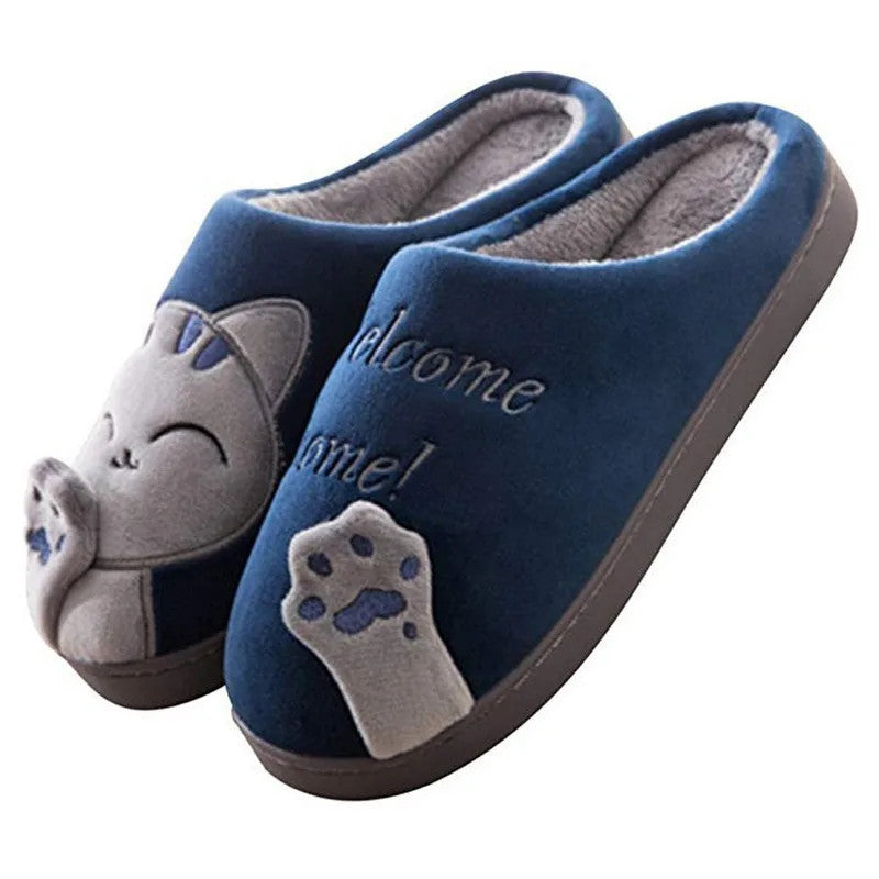 Winter Warm Plush Indoor Slippers Women Fashion Home Slipper Shoes Silent Slides For Bedroom Flat Floor Shoes Couple Slippers