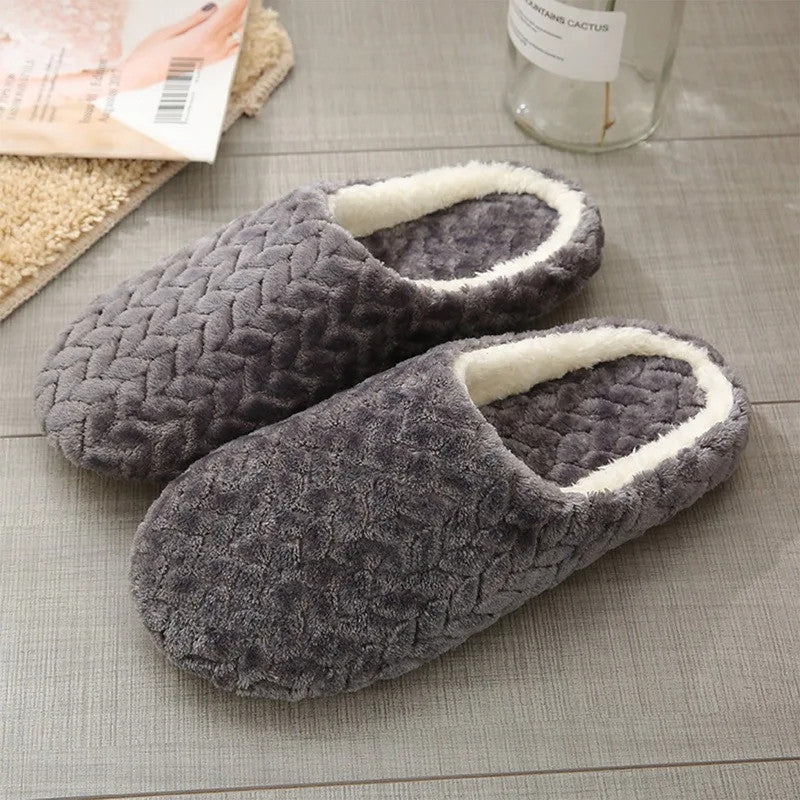 2024 Autumn And Winter Thick Sole Plush Slippers Women Home Warmth Anti-Slip Cotton Slippers Shoes For Women Zapatos