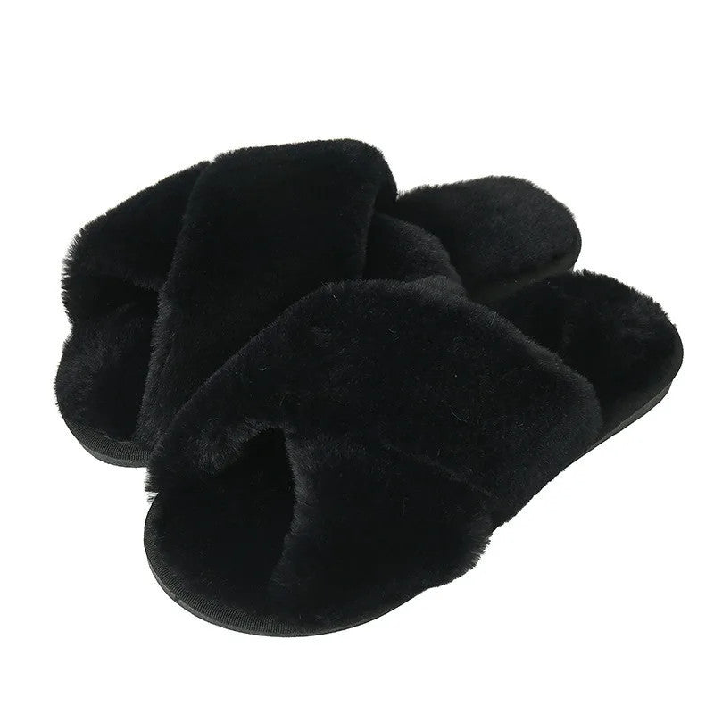 2024 New Fashion Cross Cotton Linen Slippers Women Autumn Home Thick Platform Flat Slides Floor Mute Slippers Comfort Flip Flops