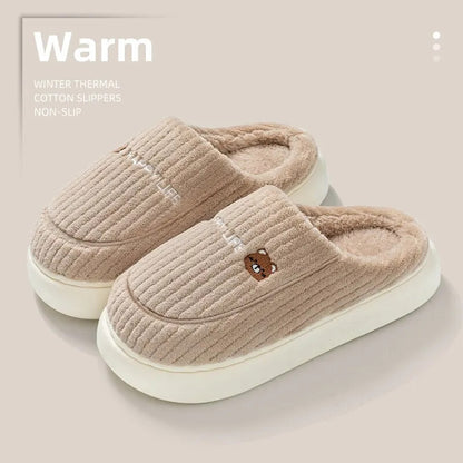 New Cotton Slippers For Women's Winter Indoor Home Fur Slippers With Thick Sole And Anti Slip Winter Style For Home Use(MTX2314)